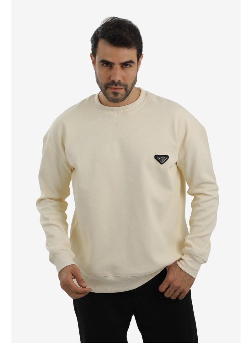 WHITE RABBIT Men’s Cotton Piqué Sweatshirt with Mixed-Back Fabric – High-Quality Comfortable Everyday Wear - Image 1